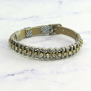Snakeskin Leather Crystal Adjustable Bracelet