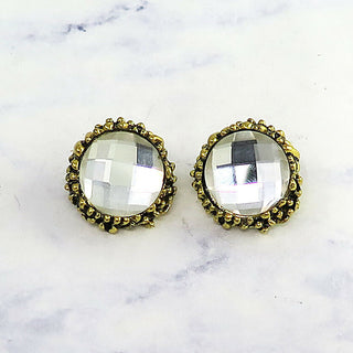 Antiqued Crystal Clip on Earrings