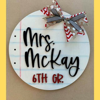 Personalized Teacher Loose-Leaf Paper Sign Laser-Cut DIY 3D Craft Kit