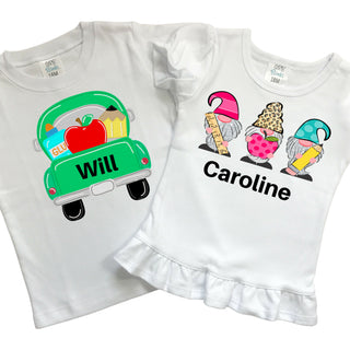 Personalized Back to School Tees- Truck/Gnomes