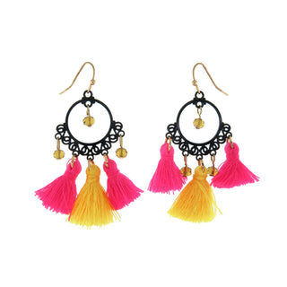 Bali Style Crystal Tassel Dangle Earrings