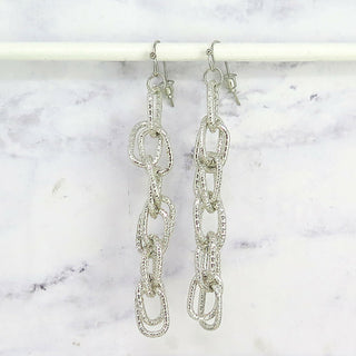 Gold Textured Chain Link Dangle Earrings