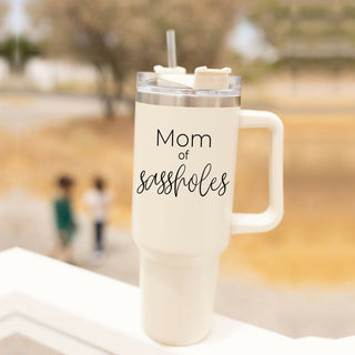 Baseball Mom Tumblers | 40oz tumblers with Lid, Straw & Handle | Funny Coffee Mugs for Moms