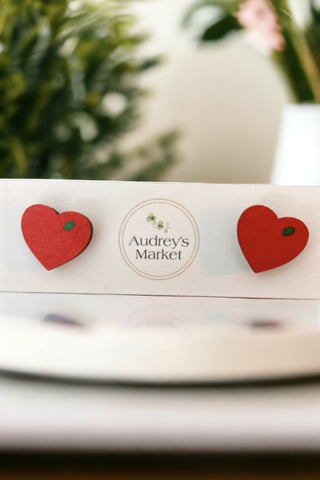 Teacher Heart Shaped Wood Stud Earrings | Buy 1 Get 2 Free!