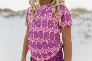 Pink Surfboard Rash Guard Swimsuit