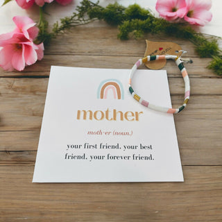 Mothers Day Card with Handmade Glass Tila Bead Bracelet