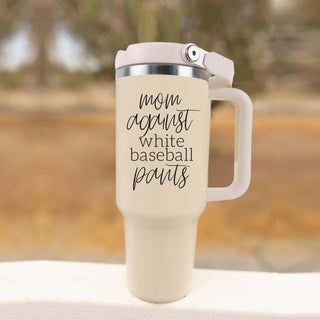 Baseball Mom Tumblers | 40oz tumblers with Lid, Straw & Handle | Funny Coffee Mugs for Moms