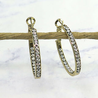 Gold Crystal Inside Out Hoop Earrings