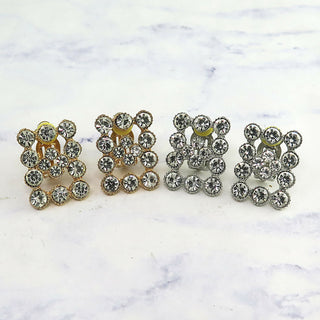 Crystal Checkerboard Clip on Earrings