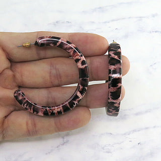 Lucite Animal Print Hoop Earrings