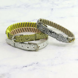 Snakeskin Leather Crystal Adjustable Bracelet