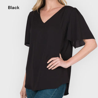 Flutter Sleeve V-Neck Top