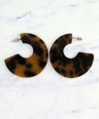 Lucite Tortoise Shell Hoop Earrings