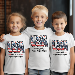 USA Since 1776 Fight-Fight-Fight Kids Unisex Youth Tee Shirt