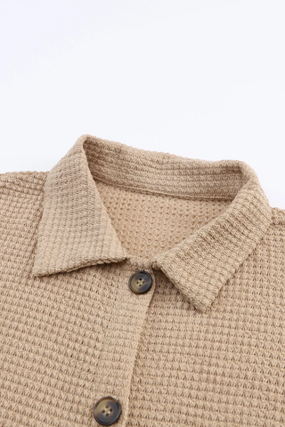 Waffle Knit Button Up Casual Shirt