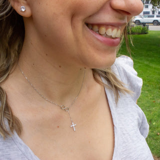 Sterling Silver Eternity Cross Necklace--Non tarnish & Hypoallergenic