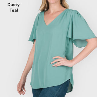 Flutter Sleeve V-Neck Top