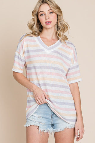 Striped V-Neck T-Shirt