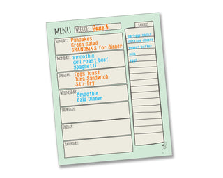 Dry Erase Meal Planner Magnet Chart - Weekly Menu Planning - Sketch Design - 11"x14"