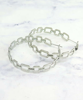 Bold Square Link Hoop Earrings