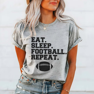 Eat Sleep Football Repeat Graphic Tee - Limeberry Designs