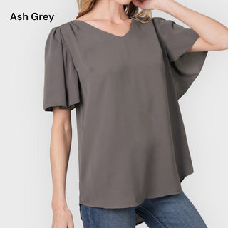 Flutter Sleeve V-Neck Top