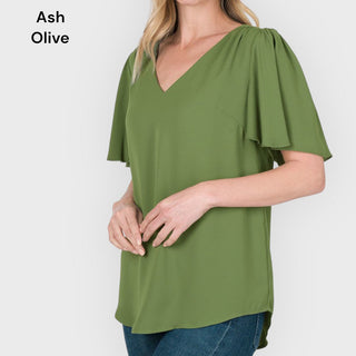 Flutter Sleeve V-Neck Top