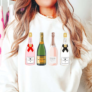 Festive Champagne Bottles Graphic Sweatshirt - Limeberry Designs