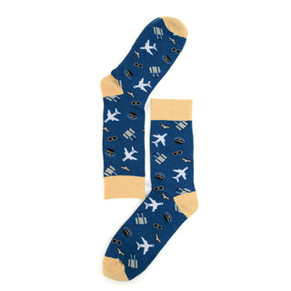 Men's Aviation Socks Mens Gift for a Pilot or Avid Traveler Airplane Crew Socks