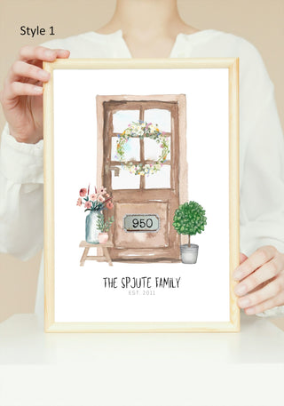 Customized Watercolor Front Door Art Print