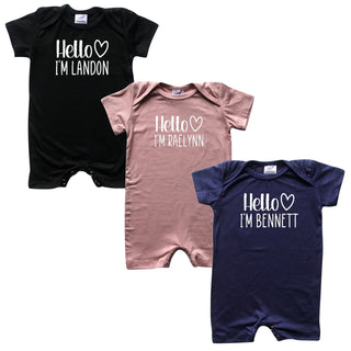 Personalized Hello Heart Silky Baby Romper Shorts for Boys & Girls