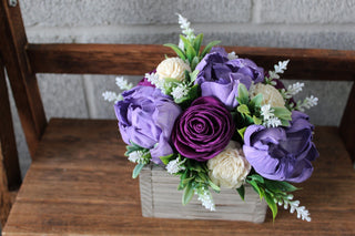 Purple Peony Wooden Floral Arrangement