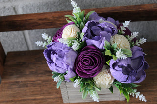 Purple Peony Wooden Floral Arrangement