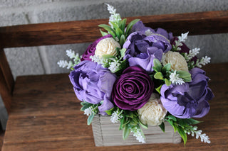 Purple Peony Wooden Floral Arrangement