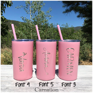 LAST CHANCE - Personalized Name | Engraved 12oz Stainless Steel Skinny Mini Kid's Tumbler