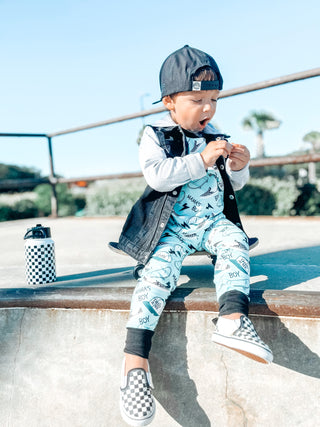 Boys 2-Piece Short Sleeve Jogger Set - Blue Mamas Boy Skateboards