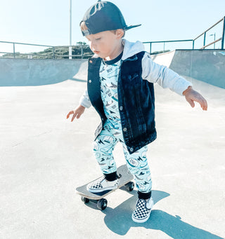 Boys 2-Piece Short Sleeve Jogger Set - Blue Mamas Boy Skateboards