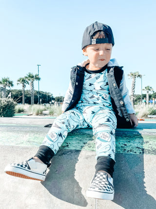 Boys 2-Piece Short Sleeve Jogger Set - Blue Mamas Boy Skateboards