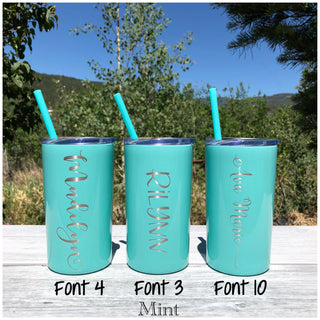 LAST CHANCE - Personalized Name | Engraved 12oz Stainless Steel Skinny Mini Kid's Tumbler