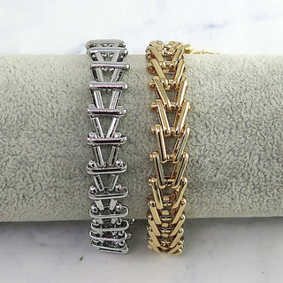 Gold Chevron Link Chain Bracelet