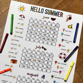 2024 Digital Summer Calendar Poster Bucket List Family Coloring Activities Checklist Instant Download