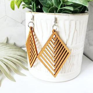 Beautiful Laser Cut Wood Earrings