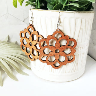 Beautiful Laser Cut Wood Earrings