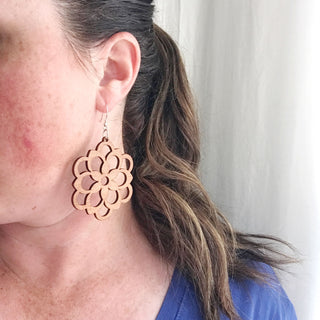 Beautiful Laser Cut Wood Earrings