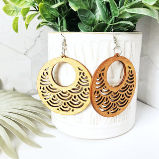 Beautiful Laser Cut Wood Earrings