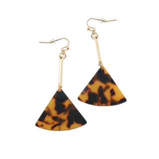 Lucite Tortoise Shell Fan Dangle Earrings