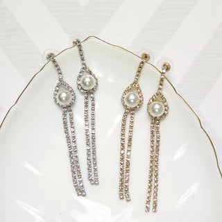 Pearl and Crystal Dangle Earrings