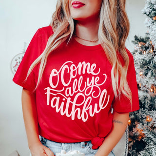 O Come All Ye Faithful Bella Graphic Tee - Limeberry Designs