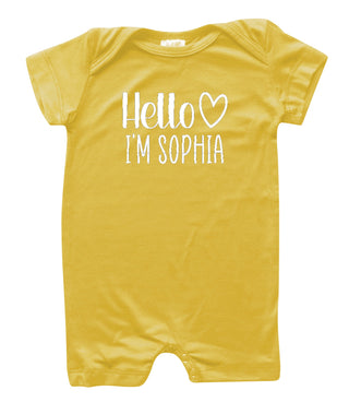 Personalized Hello Heart Silky Baby Romper Shorts for Boys & Girls