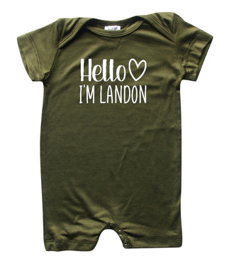 Personalized Hello Heart Silky Baby Romper Shorts for Boys & Girls